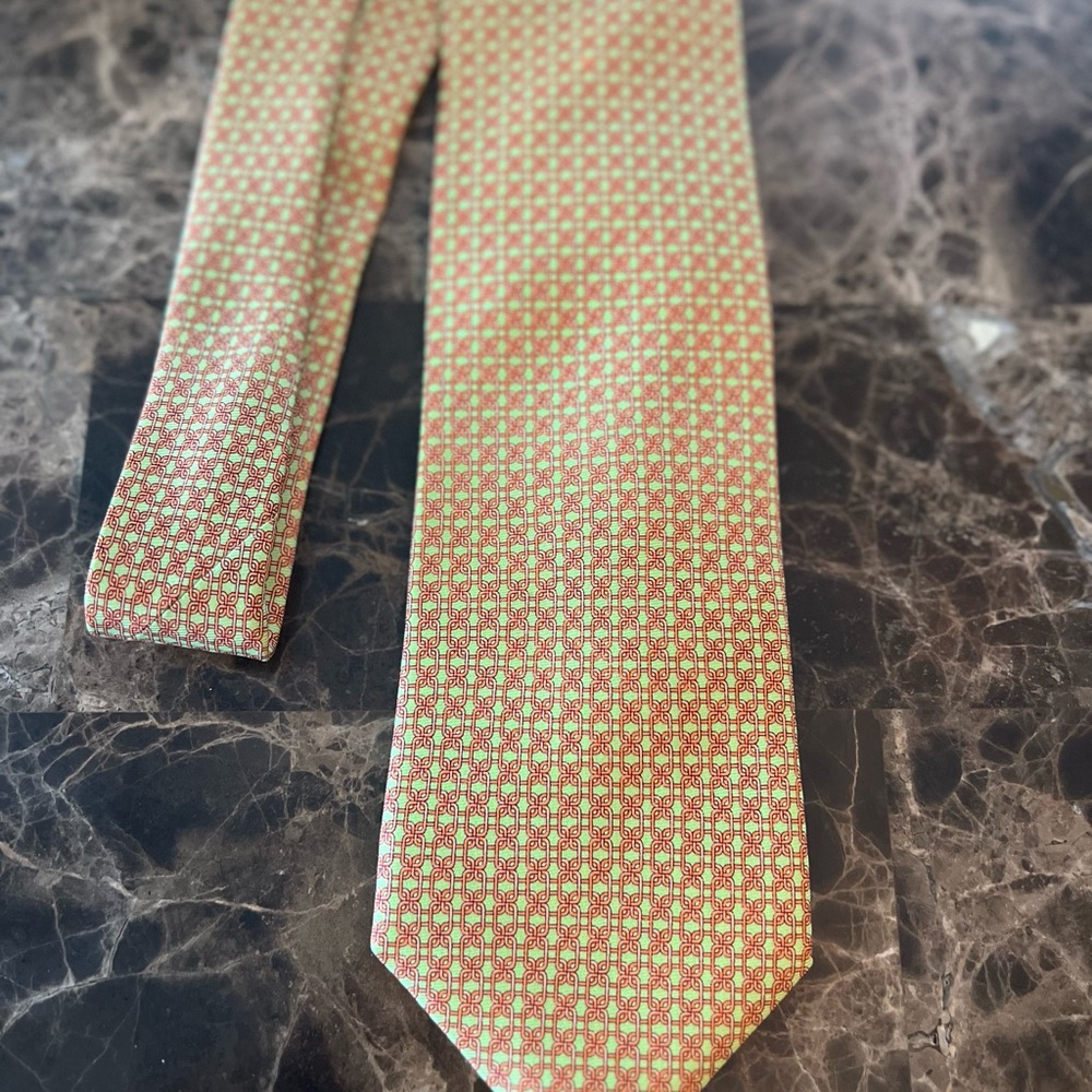 Peter Blair Silk Tie Made in USA Mint Green Coral Chain Link Preppy Classic Tie - Picture 8 of 11